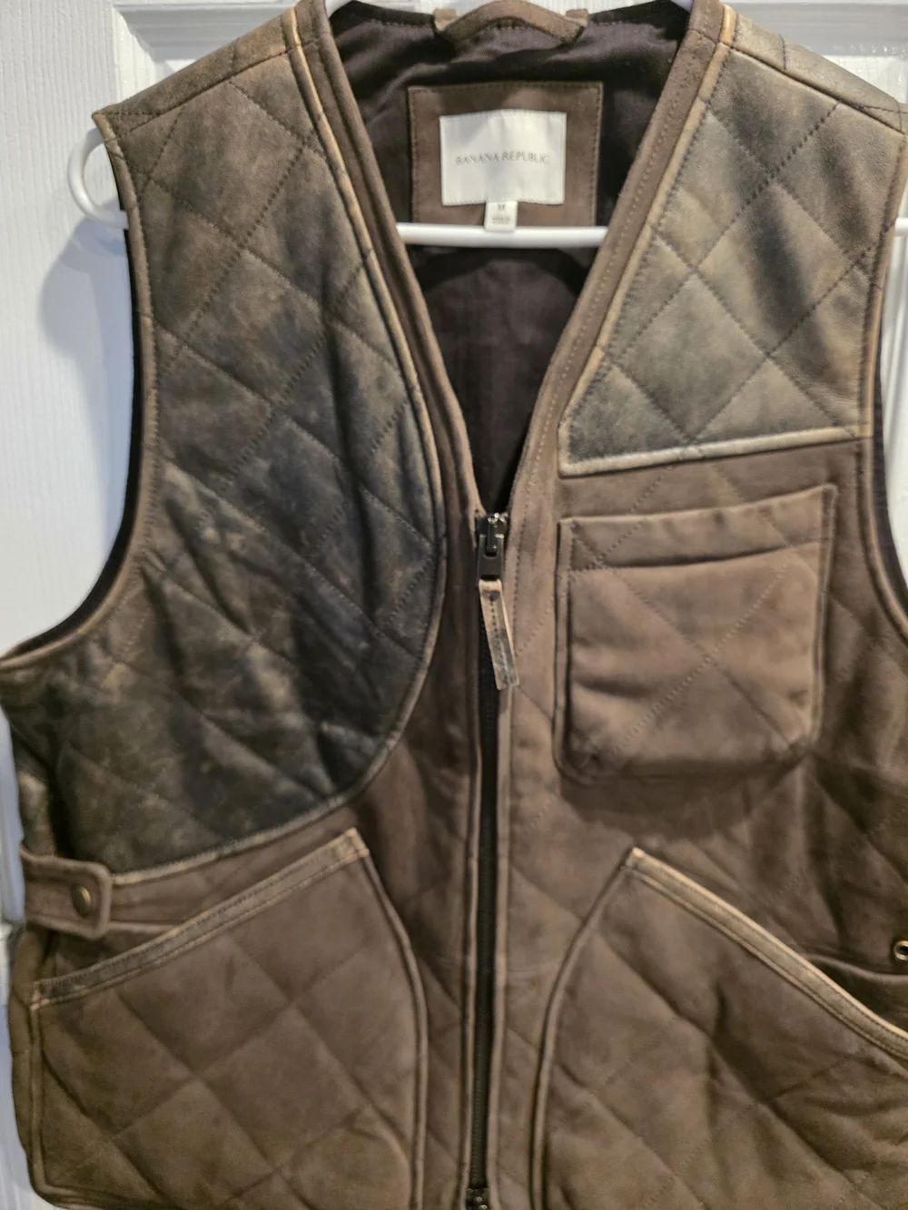 Banana Republic Quilted Brown Leather Vest for Men